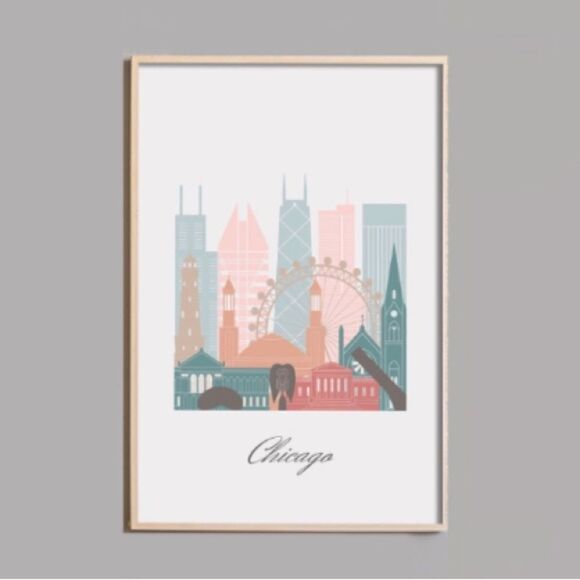 Chicago City Skyline Print 5x7 - Picture 1 of 4